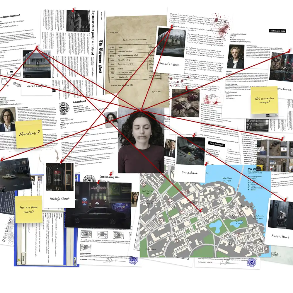 Crime investigation dossier victim and suspect archival photographs